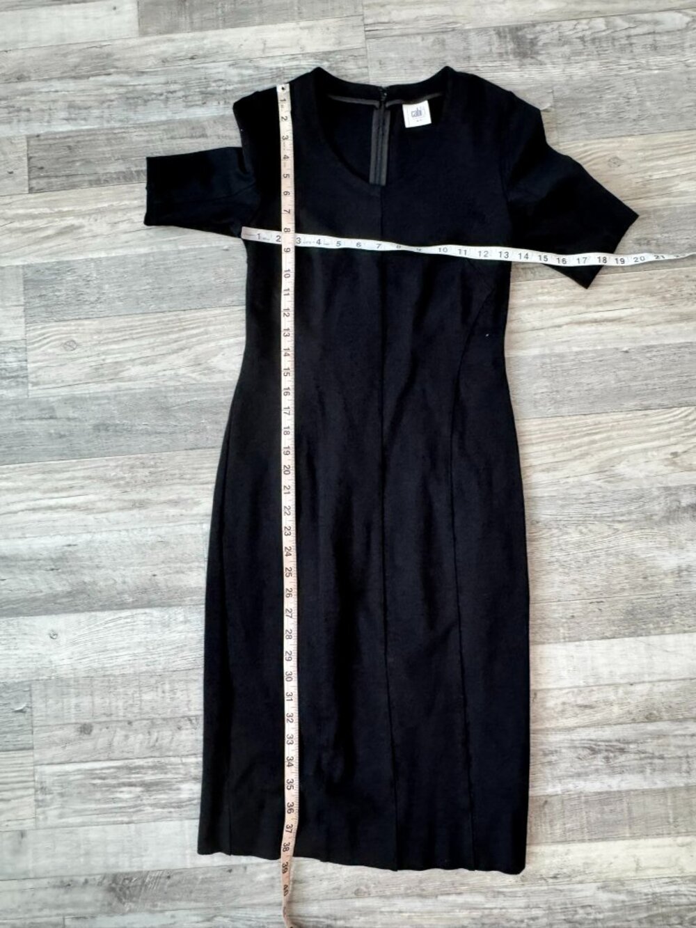 Cabi Black Elbow Sleeve Sheath Dress Size 0 Back Zip L11 - Picture 3 of 7